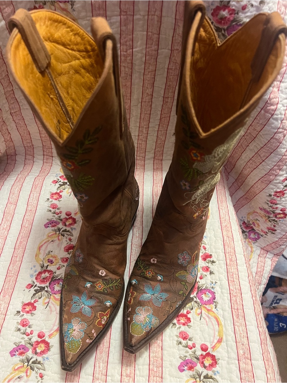 Old Gringo Brown Leather Embroidered Floral Western Boots